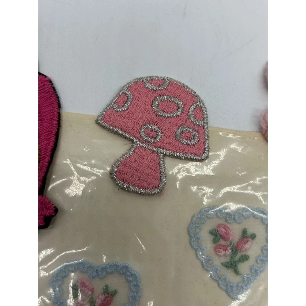 Vintage 60's Hippy Lot of‎ 7 Patches Owl Flower Mushroom Lamb Cactus & Hearts